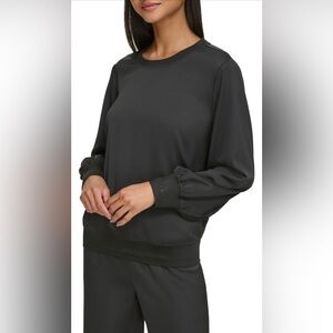 Karl Lagerfeld Paris Classic Black Crew Neck Long Sleeve Top Large NWT